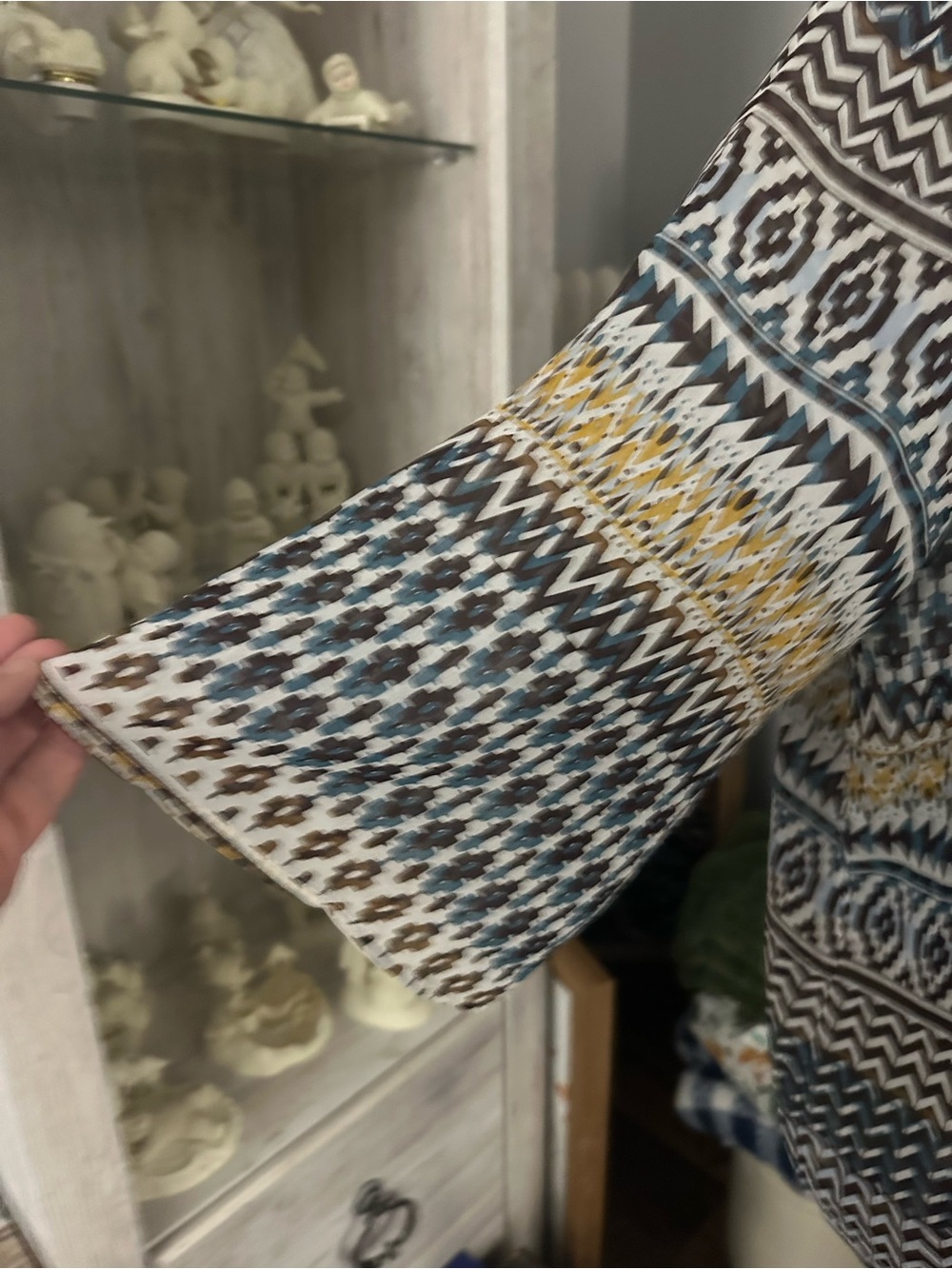 Ariat Aztec-Pattern Tunic Top in Black, White, Teal & Yellow - Picture 4 of 6